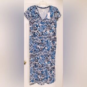 Lilly Pulitzer Etta Maxi Dress in Low Tide Navy Pandarama Large New In P…